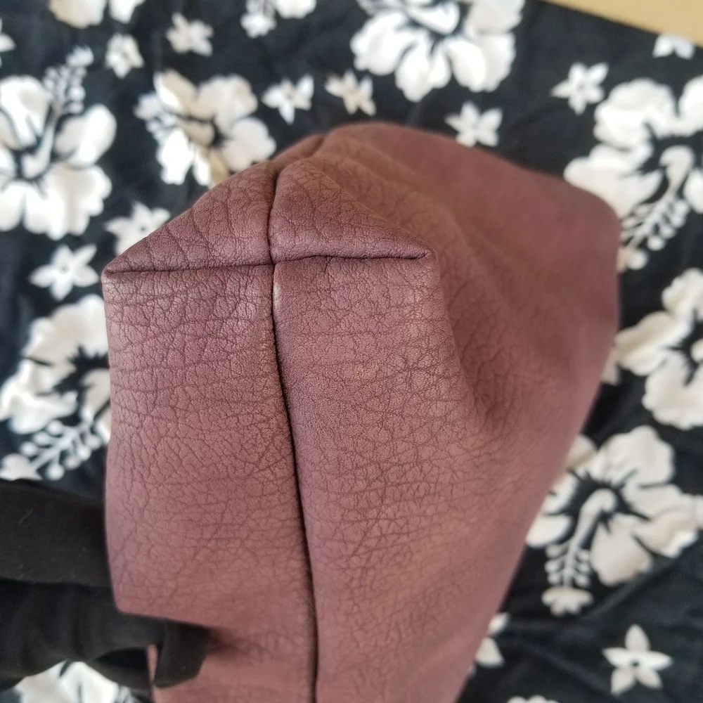 Free People Pebbled Vegan Leather Large Pouch Plum Colored